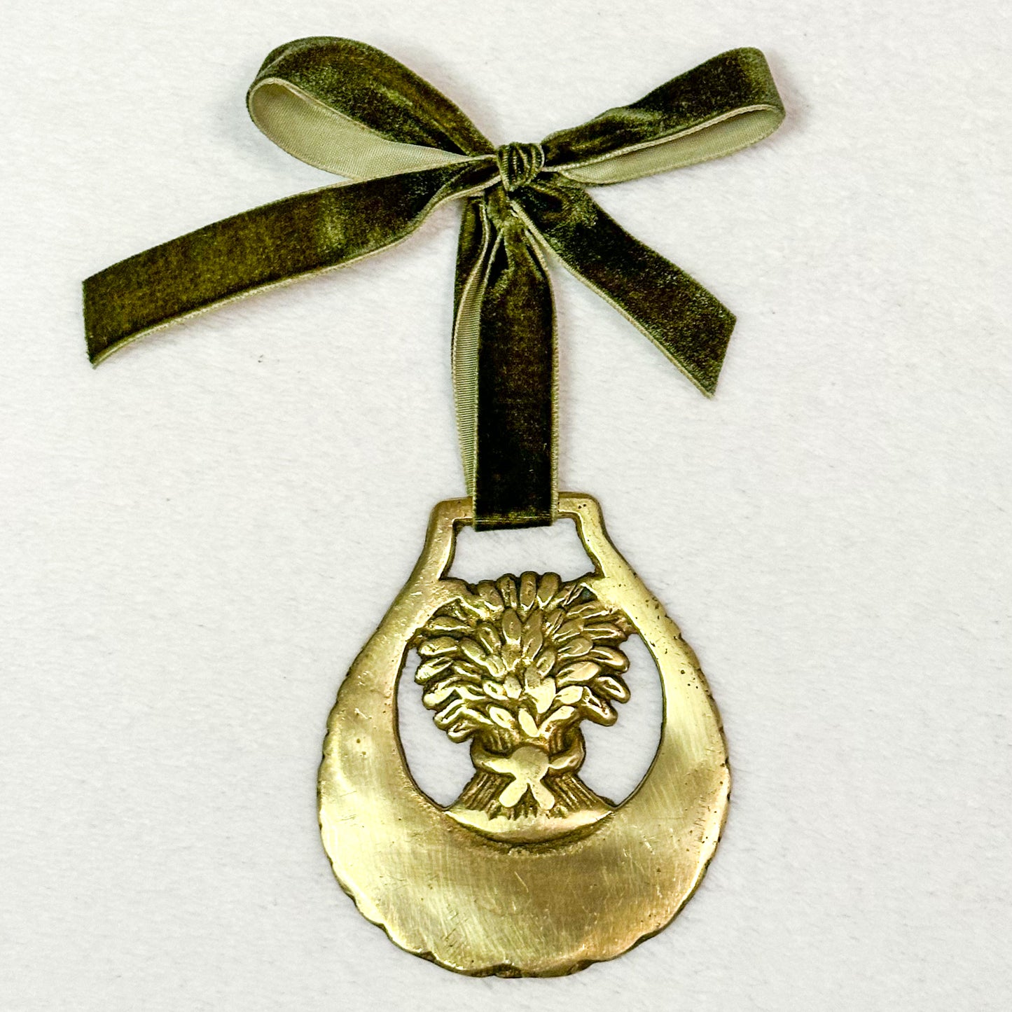 Brass Ornament with Green Ribbon 13