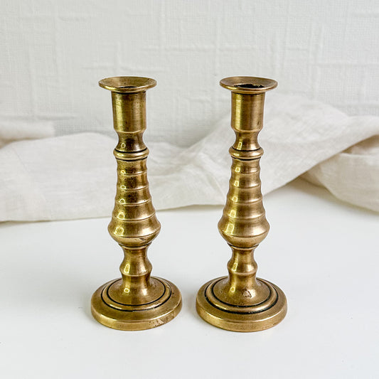 Pair of Small Brass Candlesticks