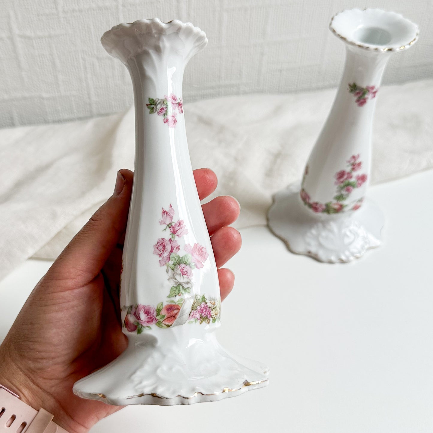 Pair of Floral Candlesticks