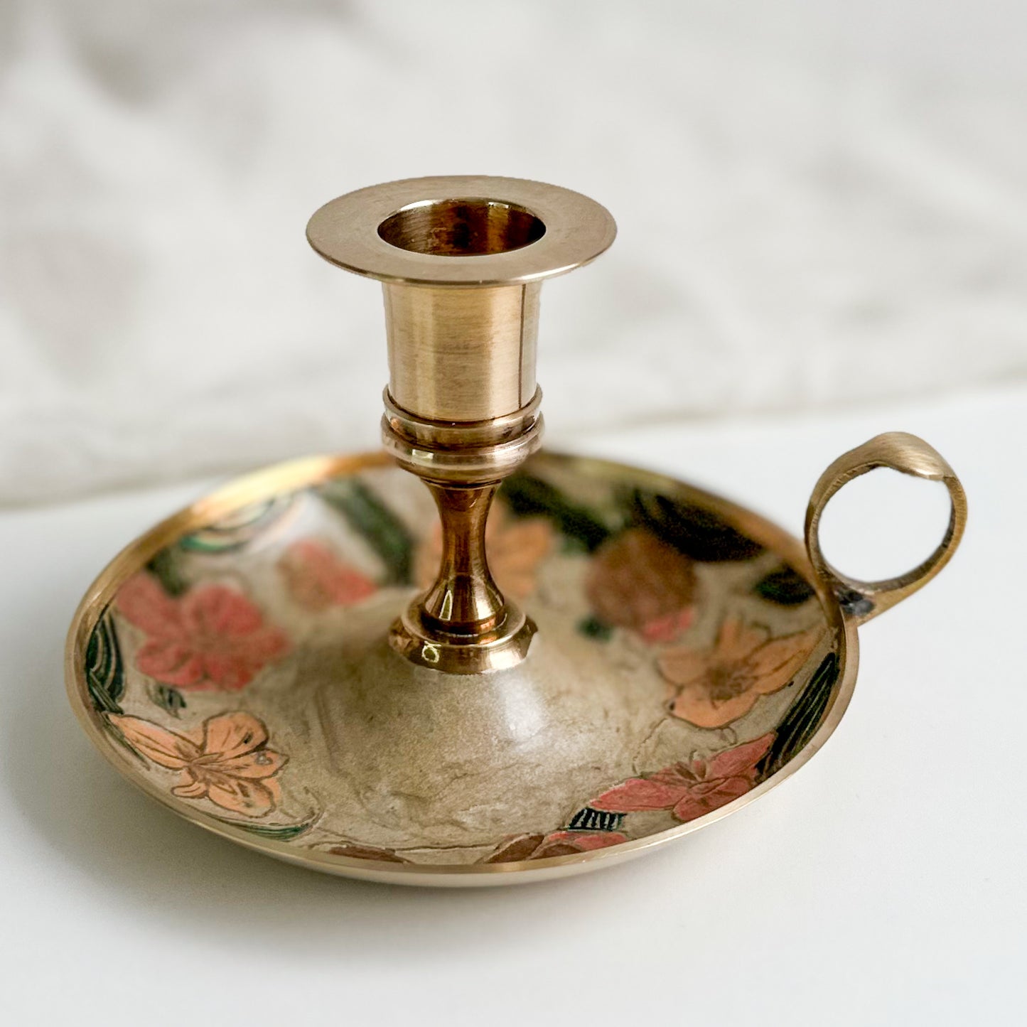 Cloisonne Brass Chamberstick