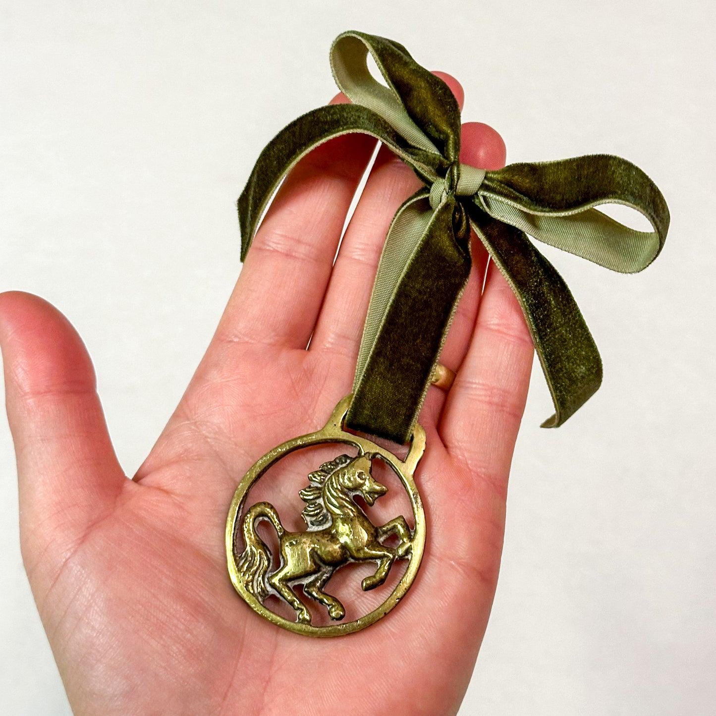 Brass Ornament with Green Ribbon 10