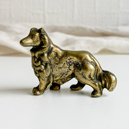 Brass Collie Dog Figurine