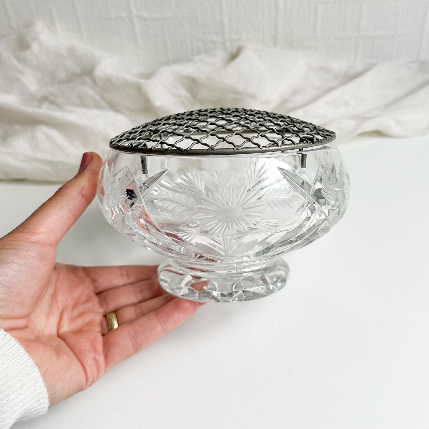 Heavy Crystal Rose Bowl