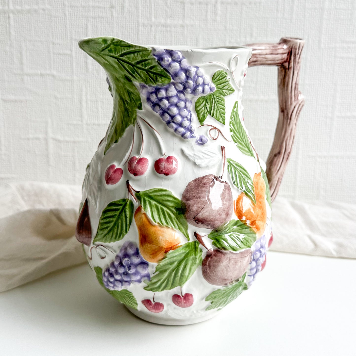 Ceramic Pitcher Jug with Fruit Design