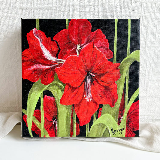 Original Acrylic Scarlet Amaryllis Painting