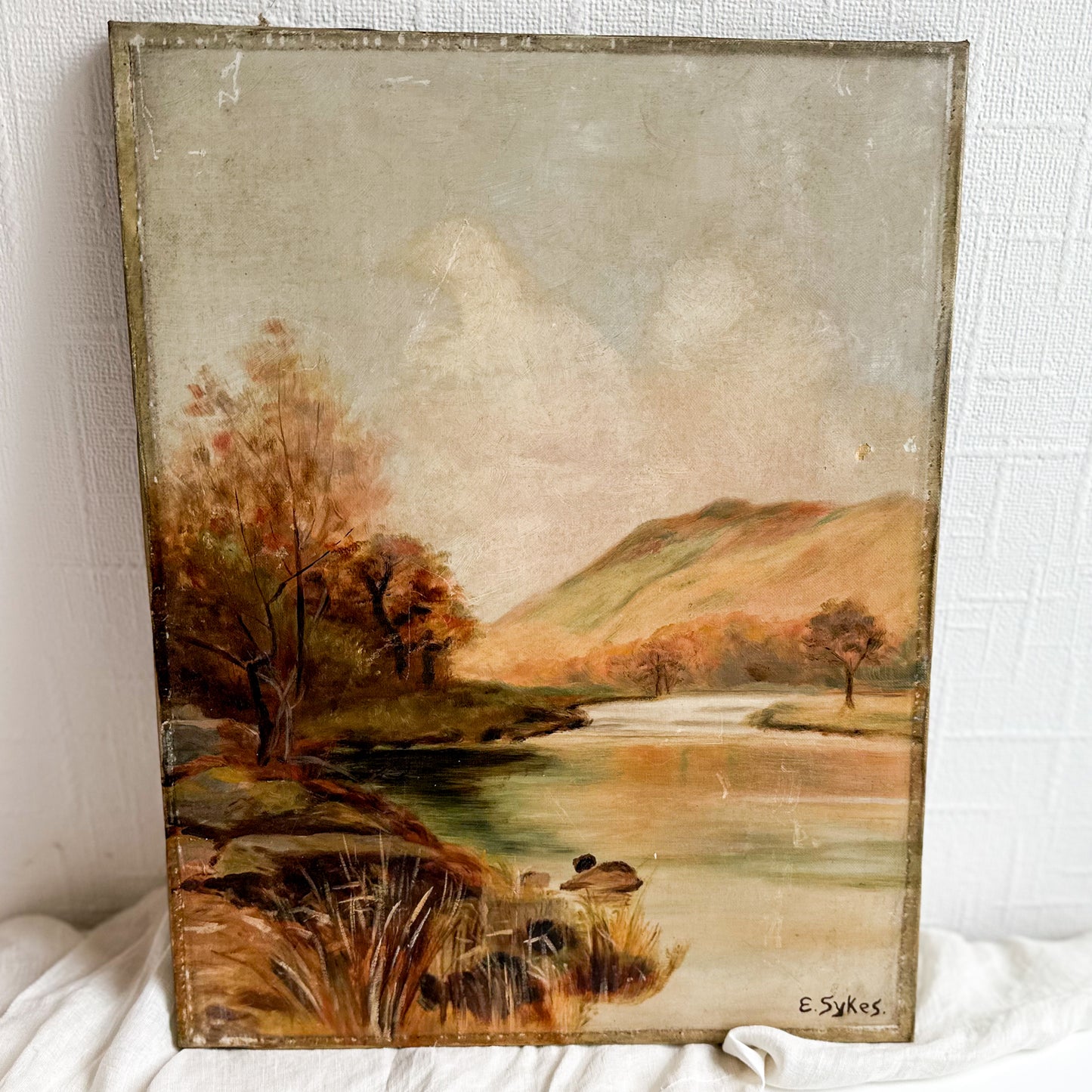 Antique Oil Painting with Wear