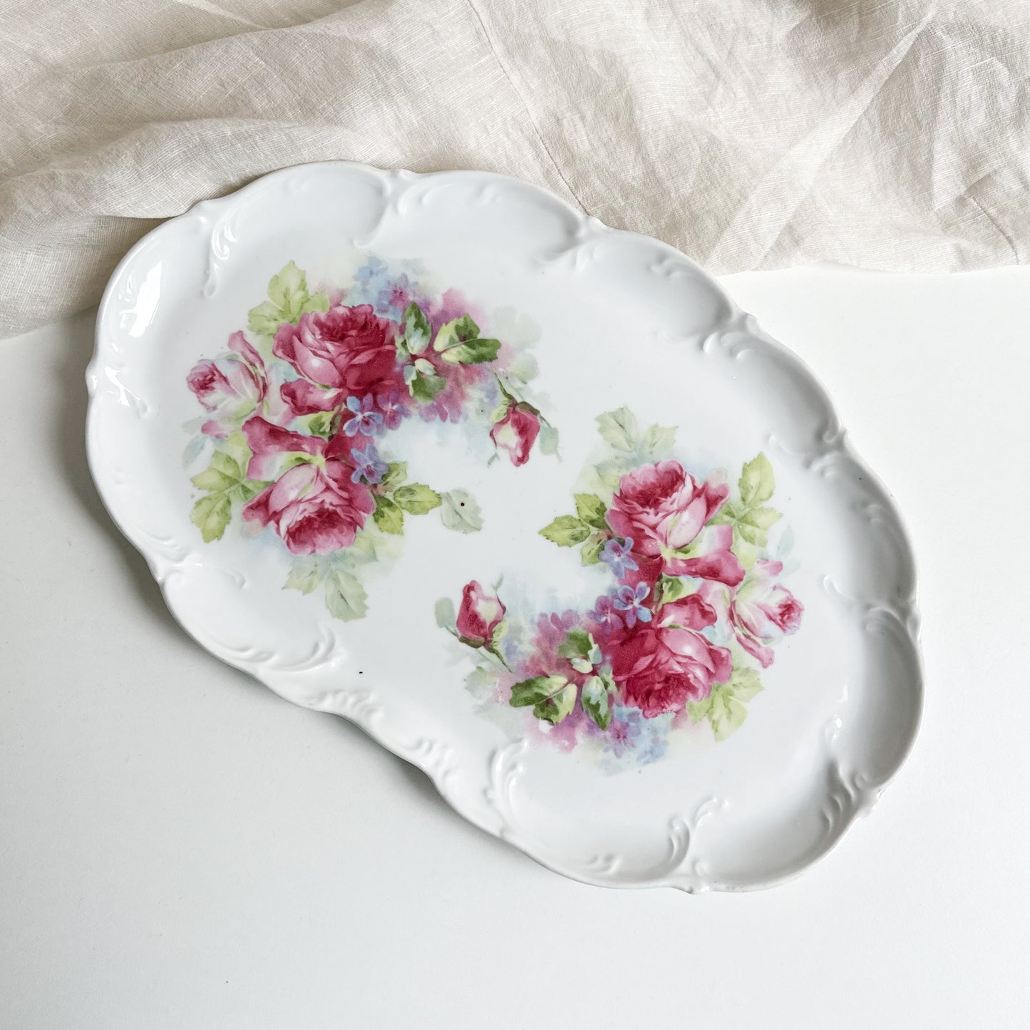 Vintage Floral Serving Plate