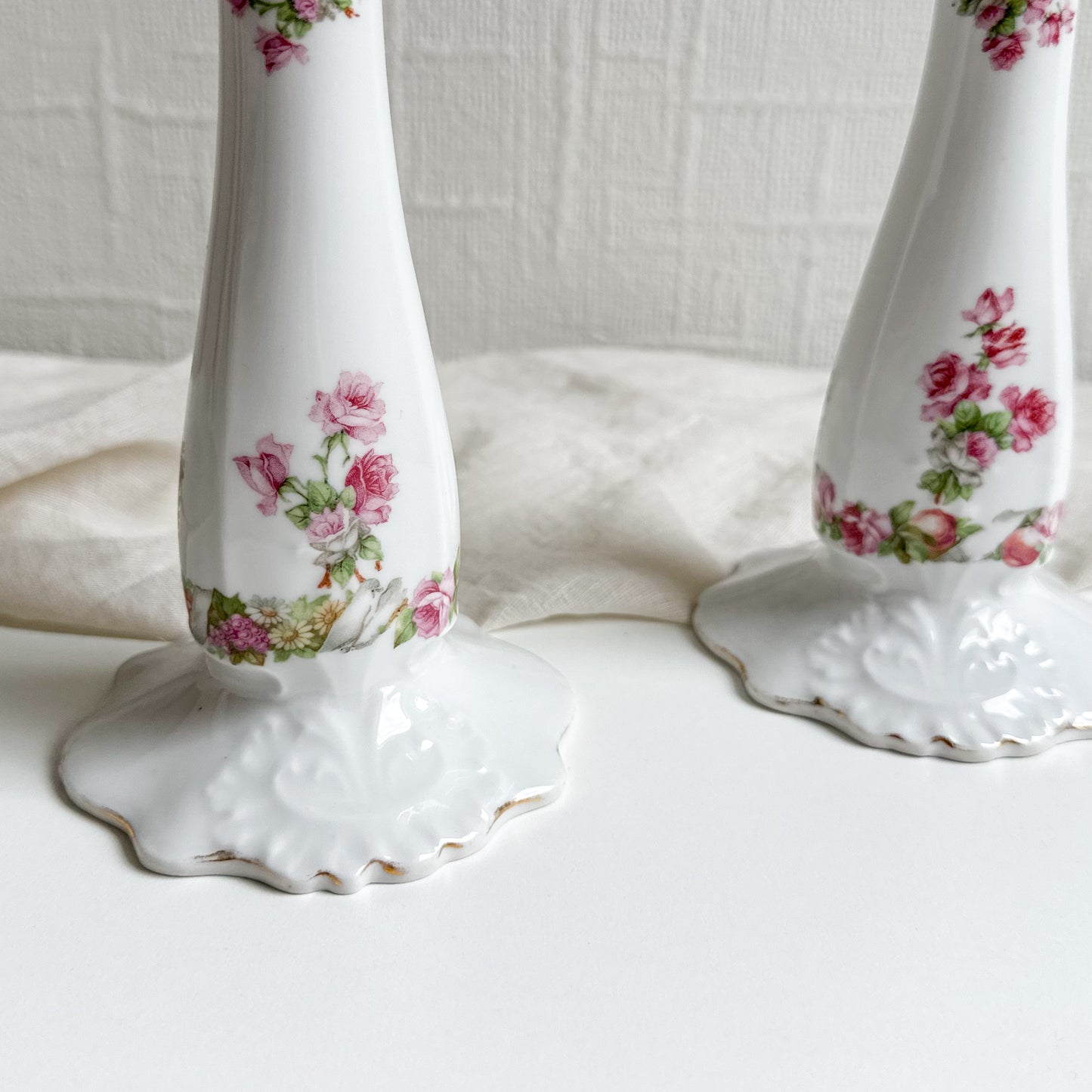 Pair of Floral Candlesticks