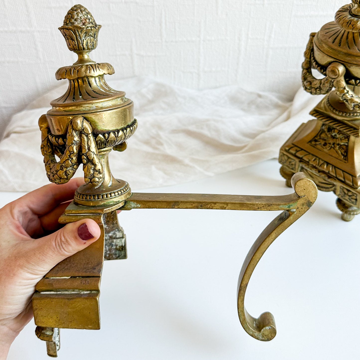 Pair of Antique Brass Fire Dogs