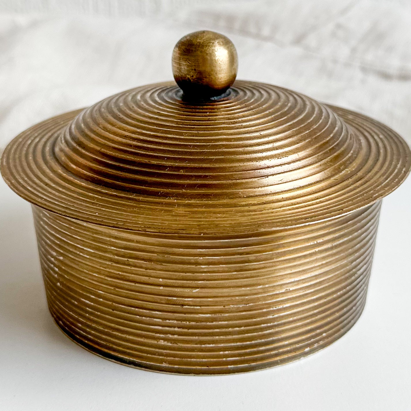 Ribbed Brass Lidded Box