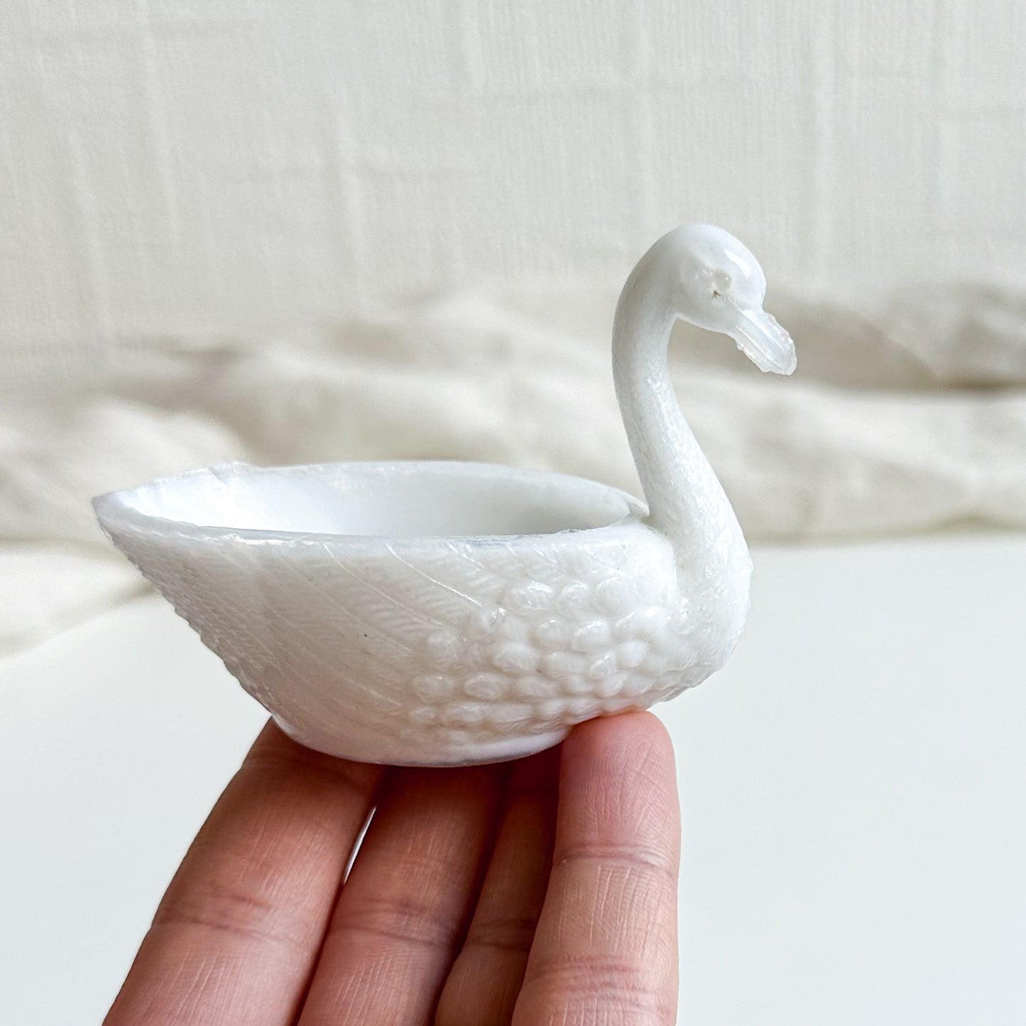 Milk Glass Swan Pin Dish