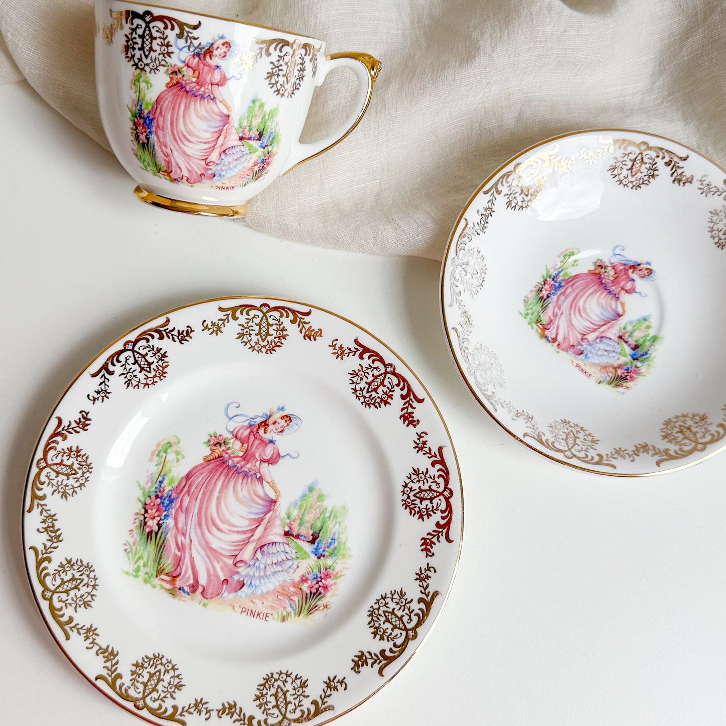 Porcelain “Pinkie” Tea Trio