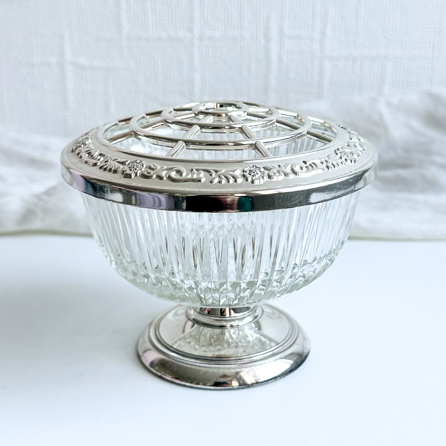 Rose Bowl with Silver Plated Foot
