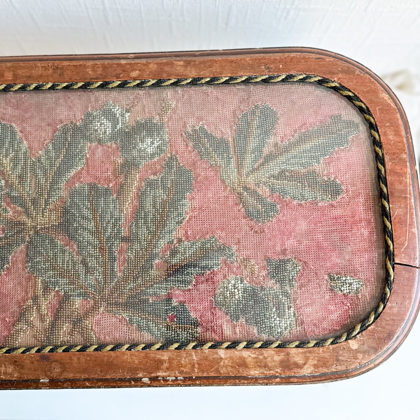 Small Antique Table with Bead Embroidery