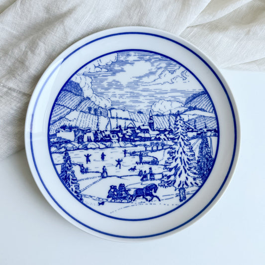 Blue and White Winter Plate