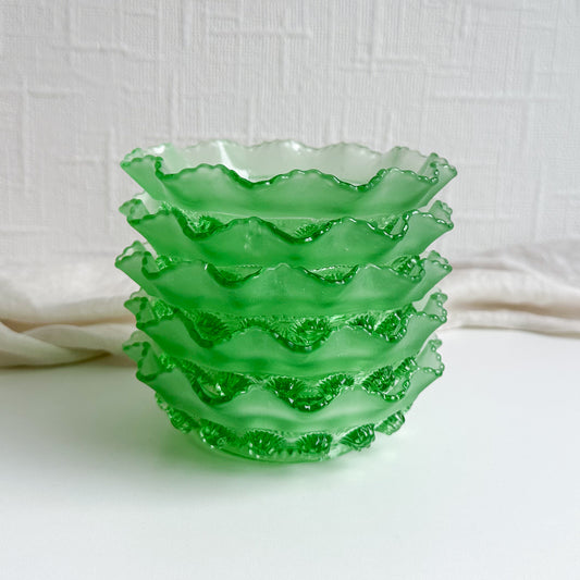 Set of 5 Green Glass Bowls