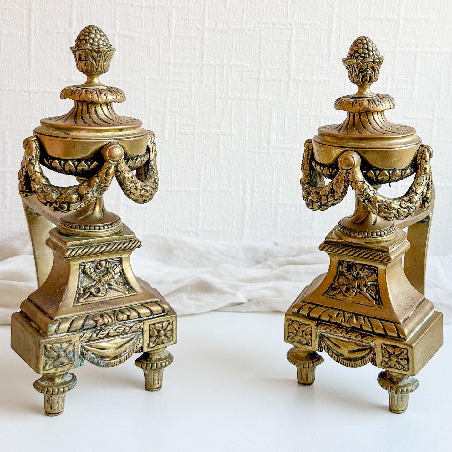 Pair of Antique Brass Fire Dogs
