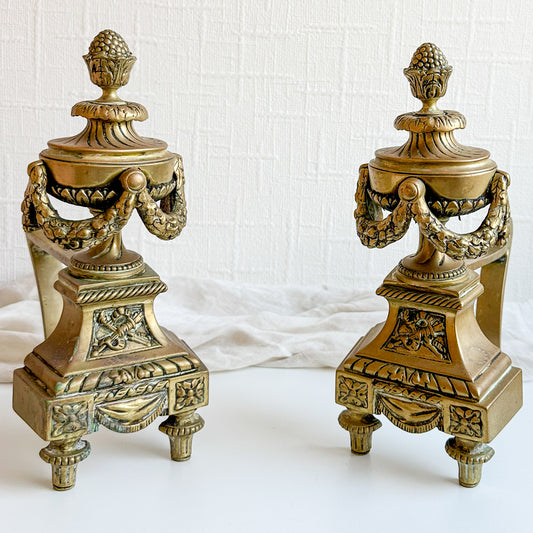 Pair of Antique Brass Fire Dogs