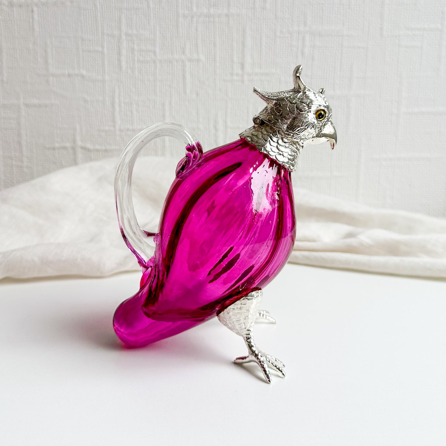 Cranberry Glass Cockatoo Claret Jug