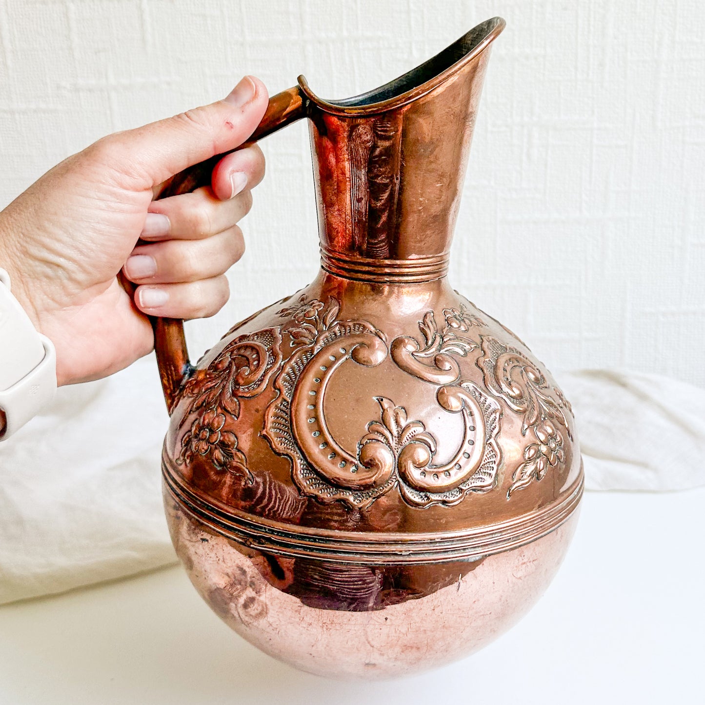 Antique Ornate Copper Jug