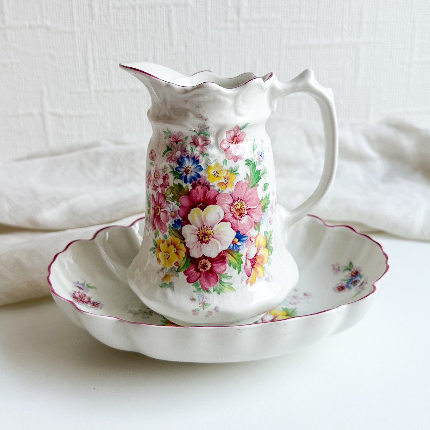 Floral Jug and Bowl Set