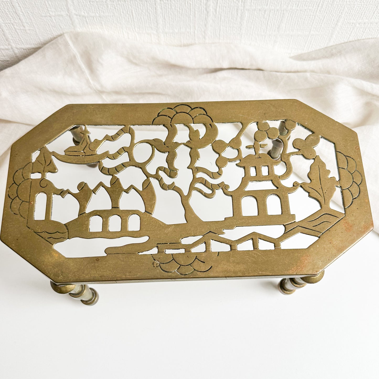 Antique Large Brass Fireside Trivet