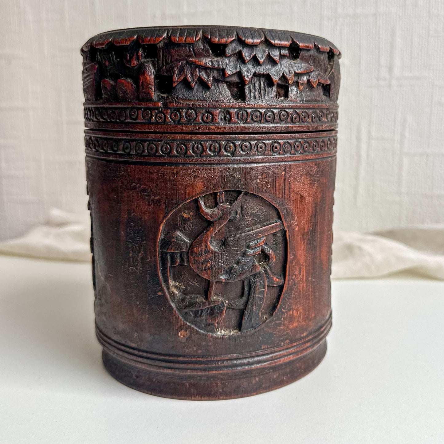 Chinese Carved Bamboo Tobacco Box