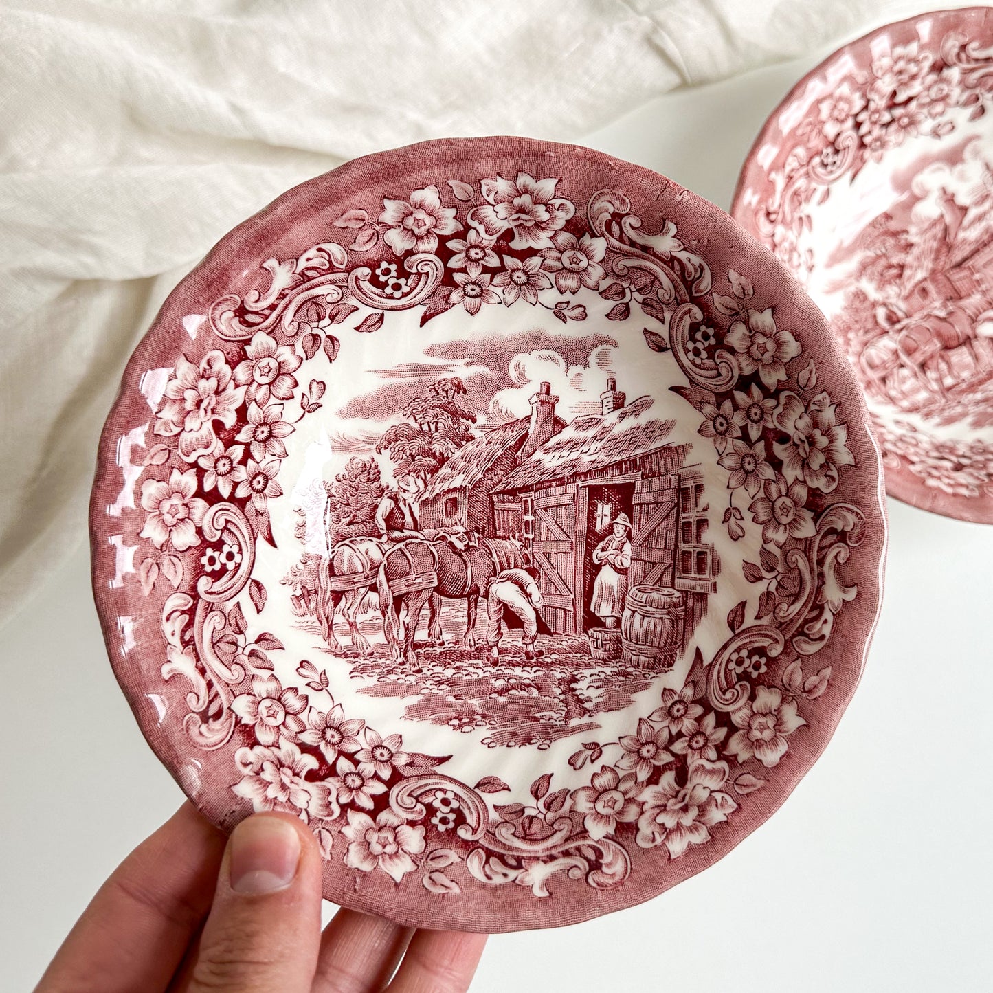 2 Vintage Red Transferware Bowls