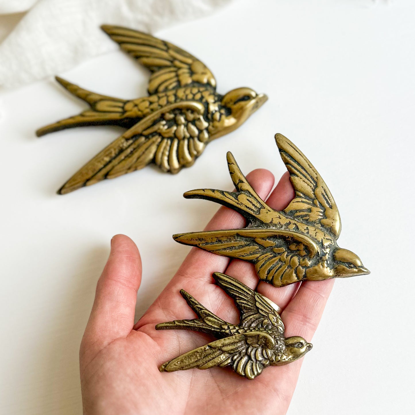 Set of 3 Brass Swallows