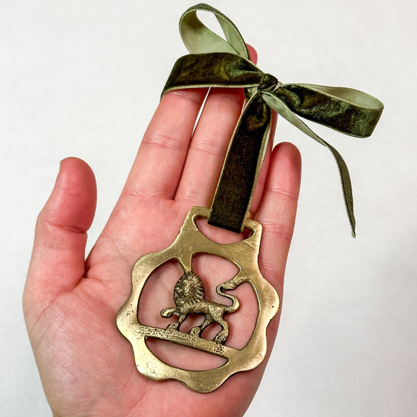 Brass Ornament with Green Ribbon 4