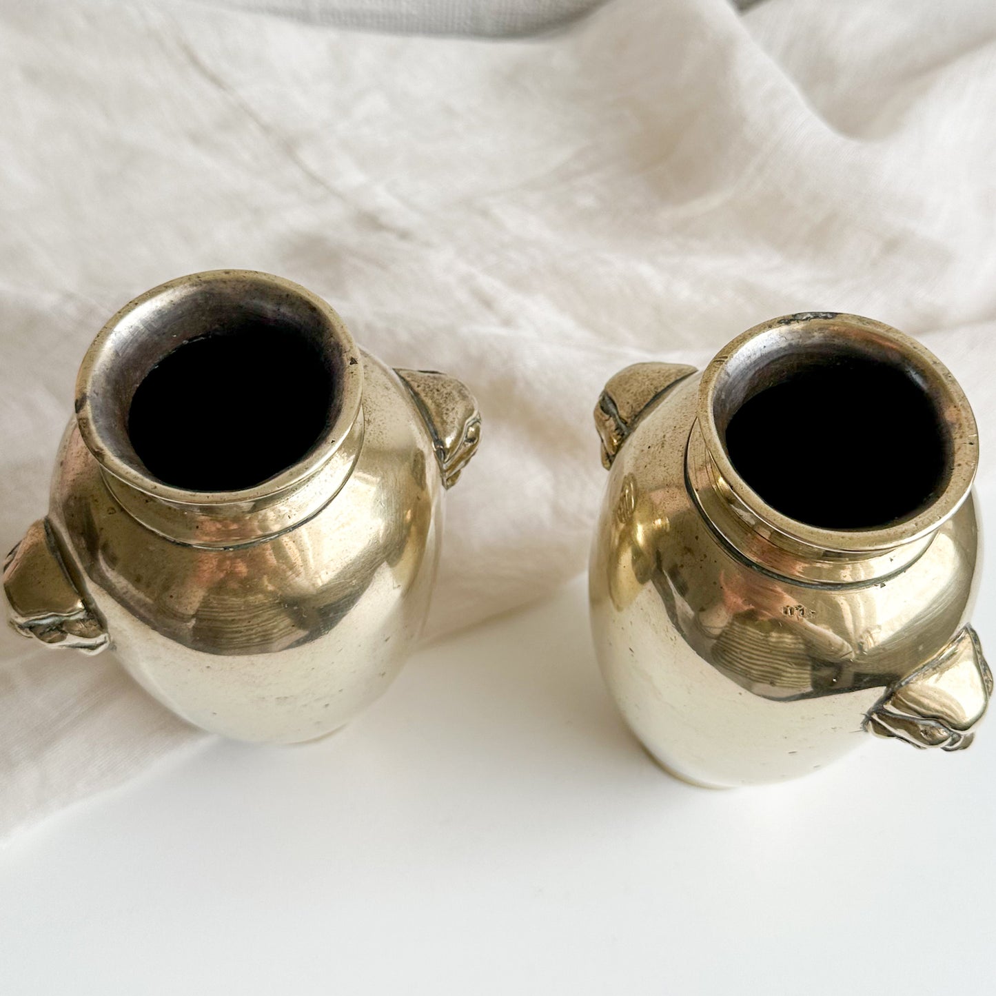 Pair of Solid Brass Vases