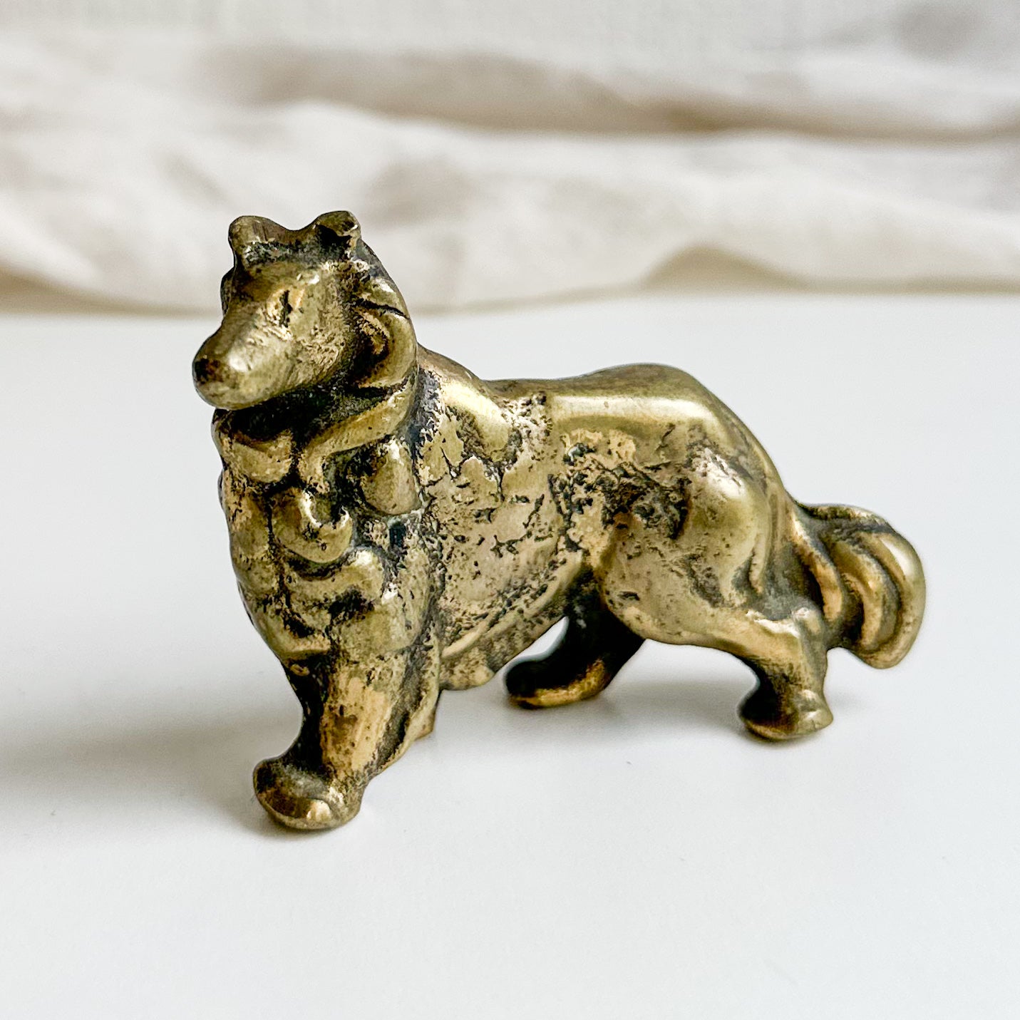 Brass Collie Dog Figurine