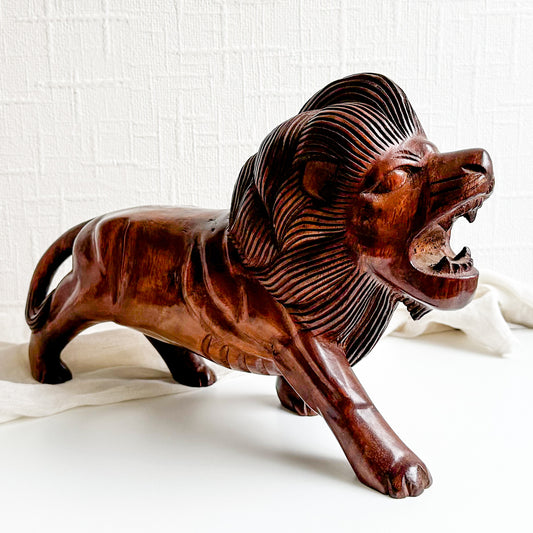 Large Wooden Lion Statue