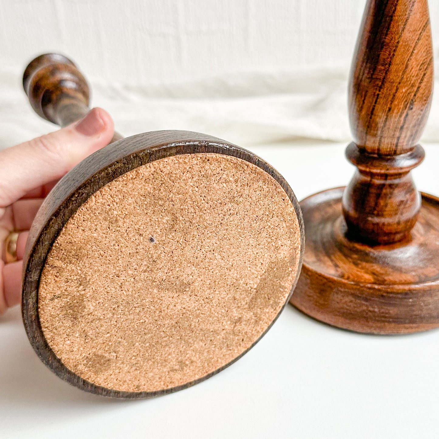 Pair of Oak Candlesticks