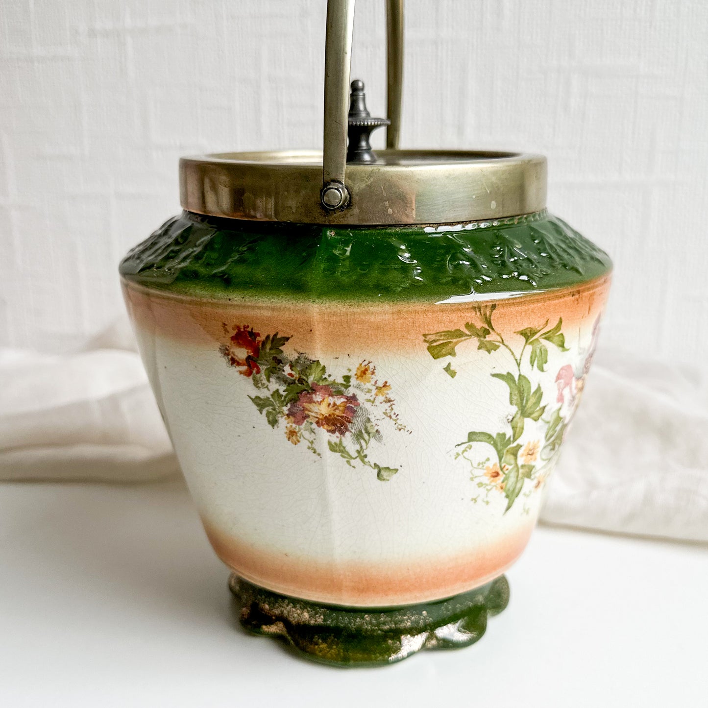 Antique Floral Biscuit Barrel