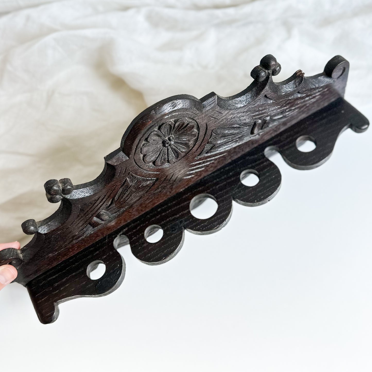 Dark Wood Wall Pipe Rack