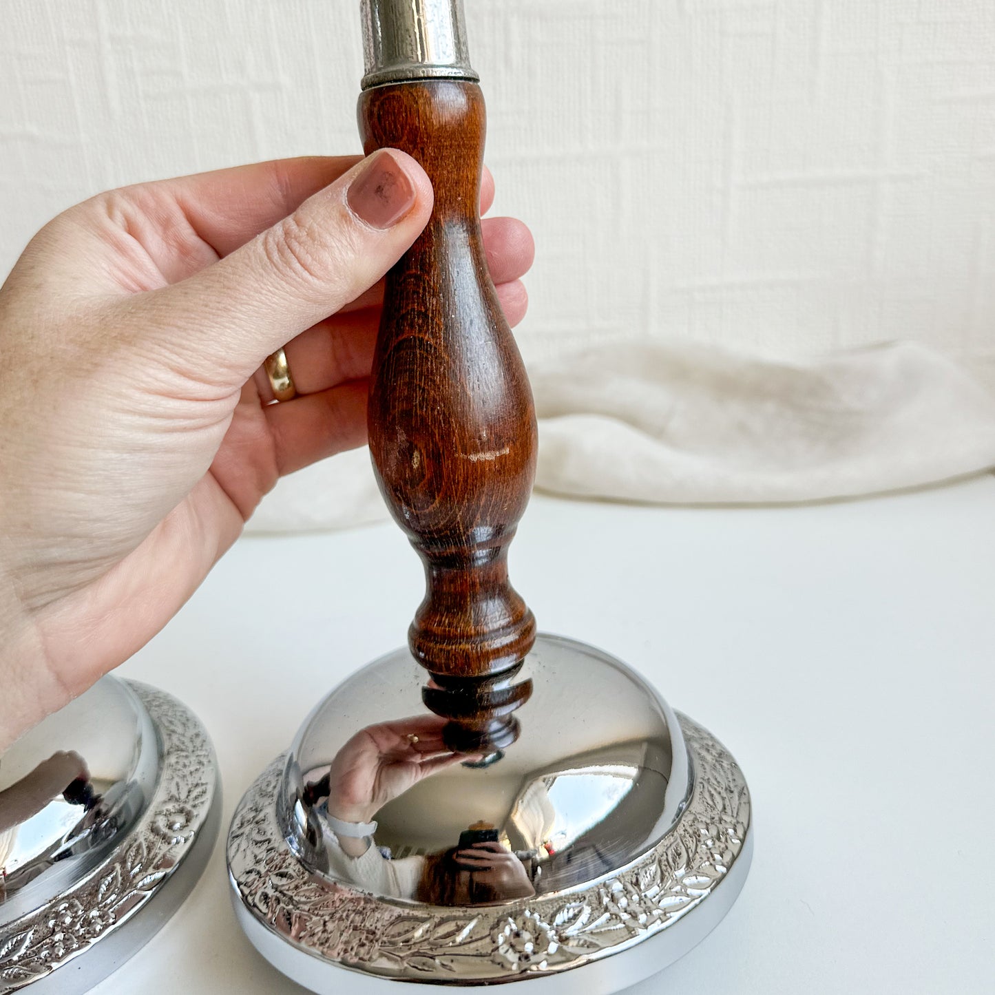 Pair of Oak Candlesticks