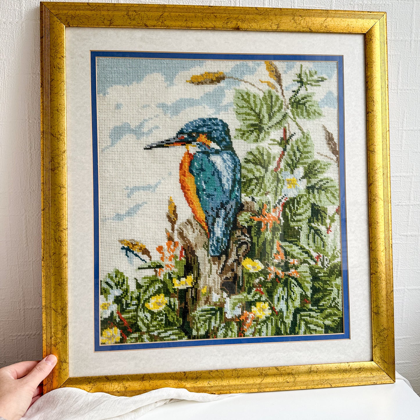 Large Kingfisher Needlepoint Embroidery