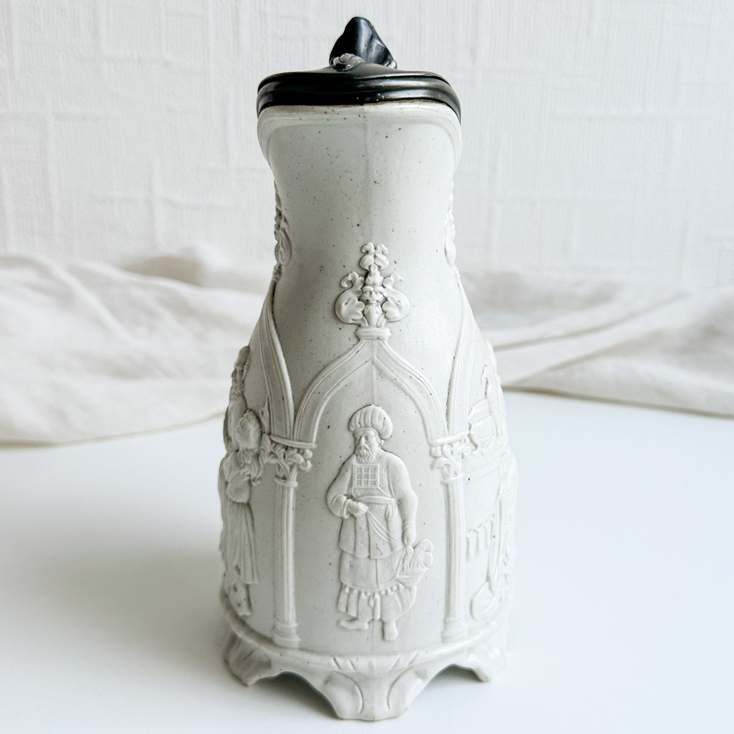 Victorian Moulded Jug with Pewter Lid