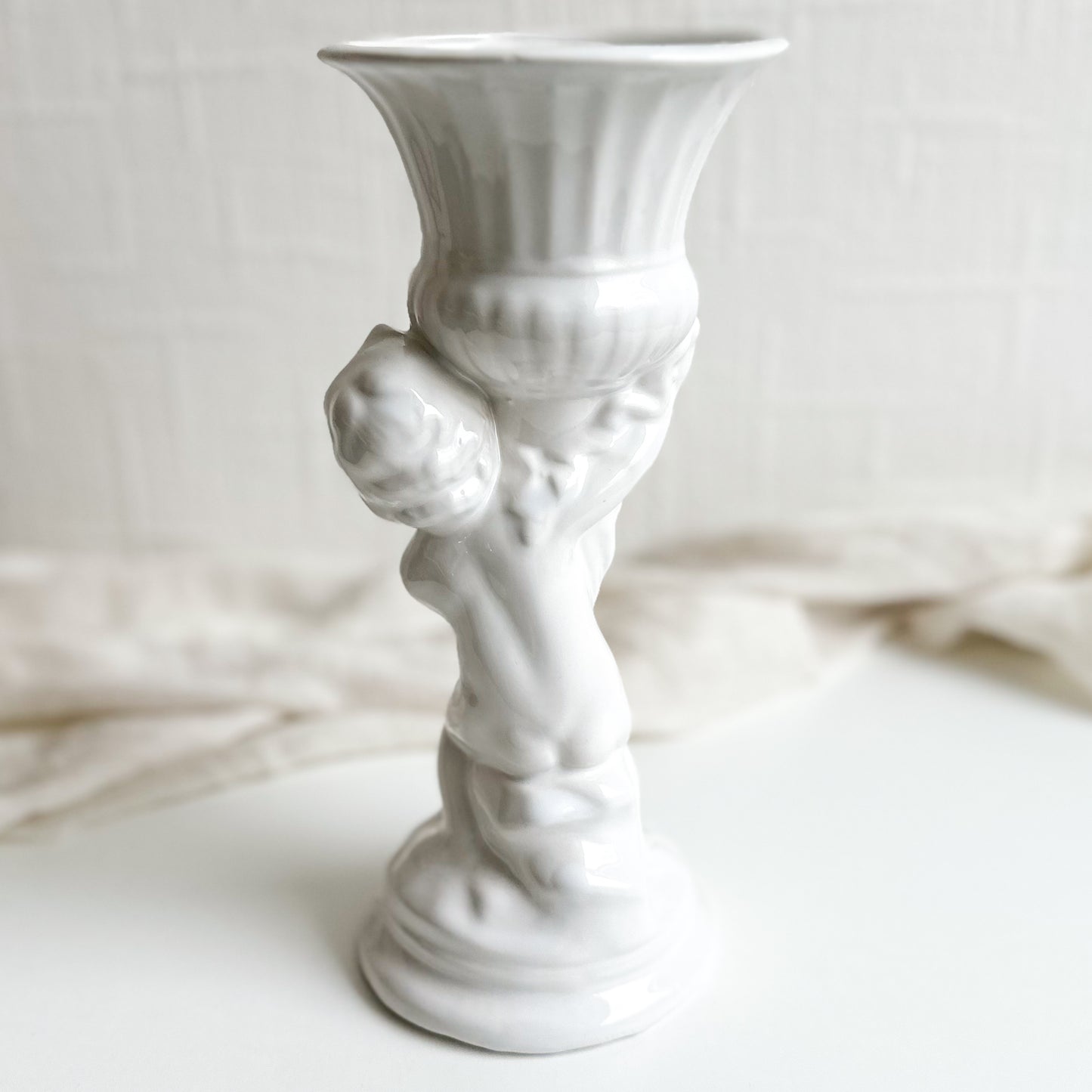 White Cherub Vase