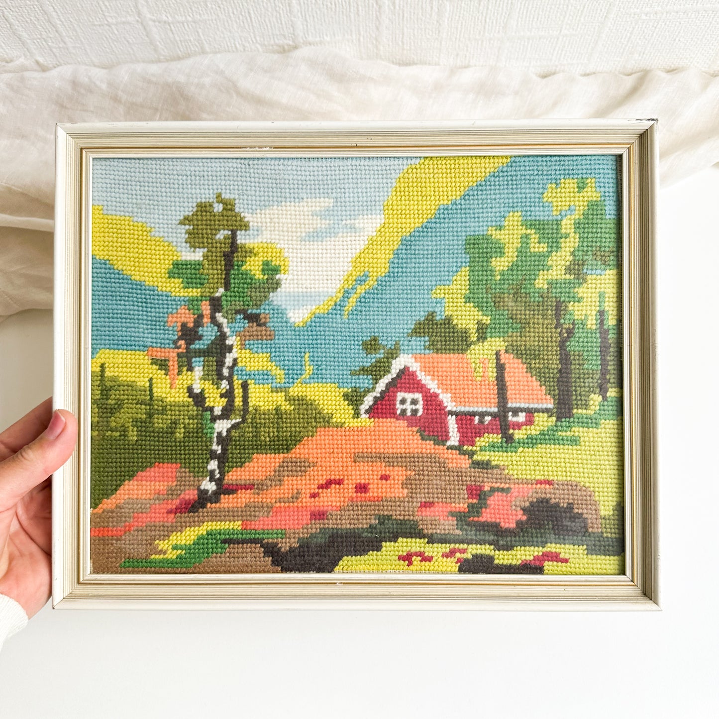 Framed Barn Needlepoint