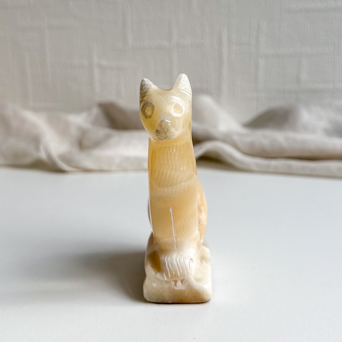 Hand Carved Onyx Cat Figurine