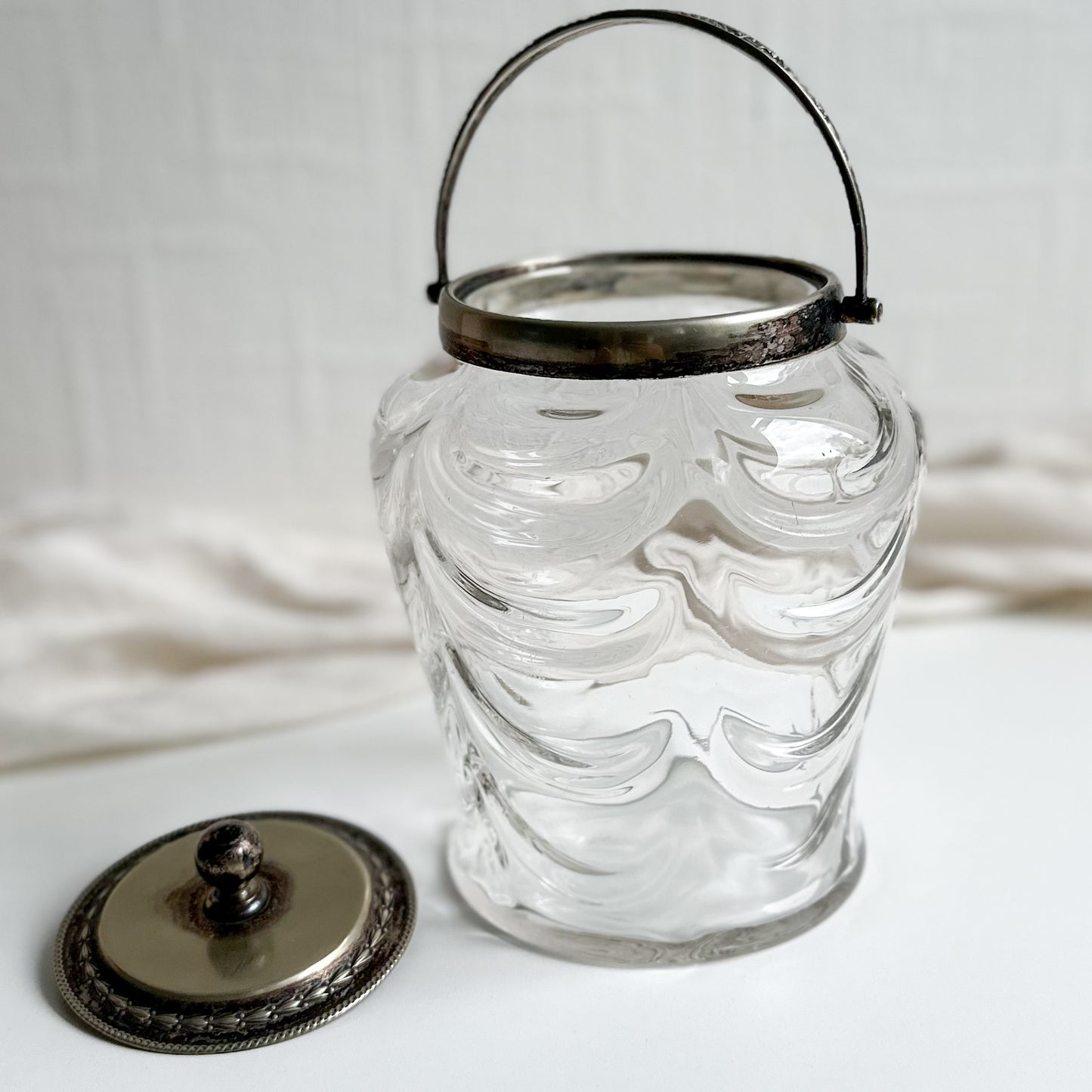 Glass Biscuit Barrel with Ornate Lid