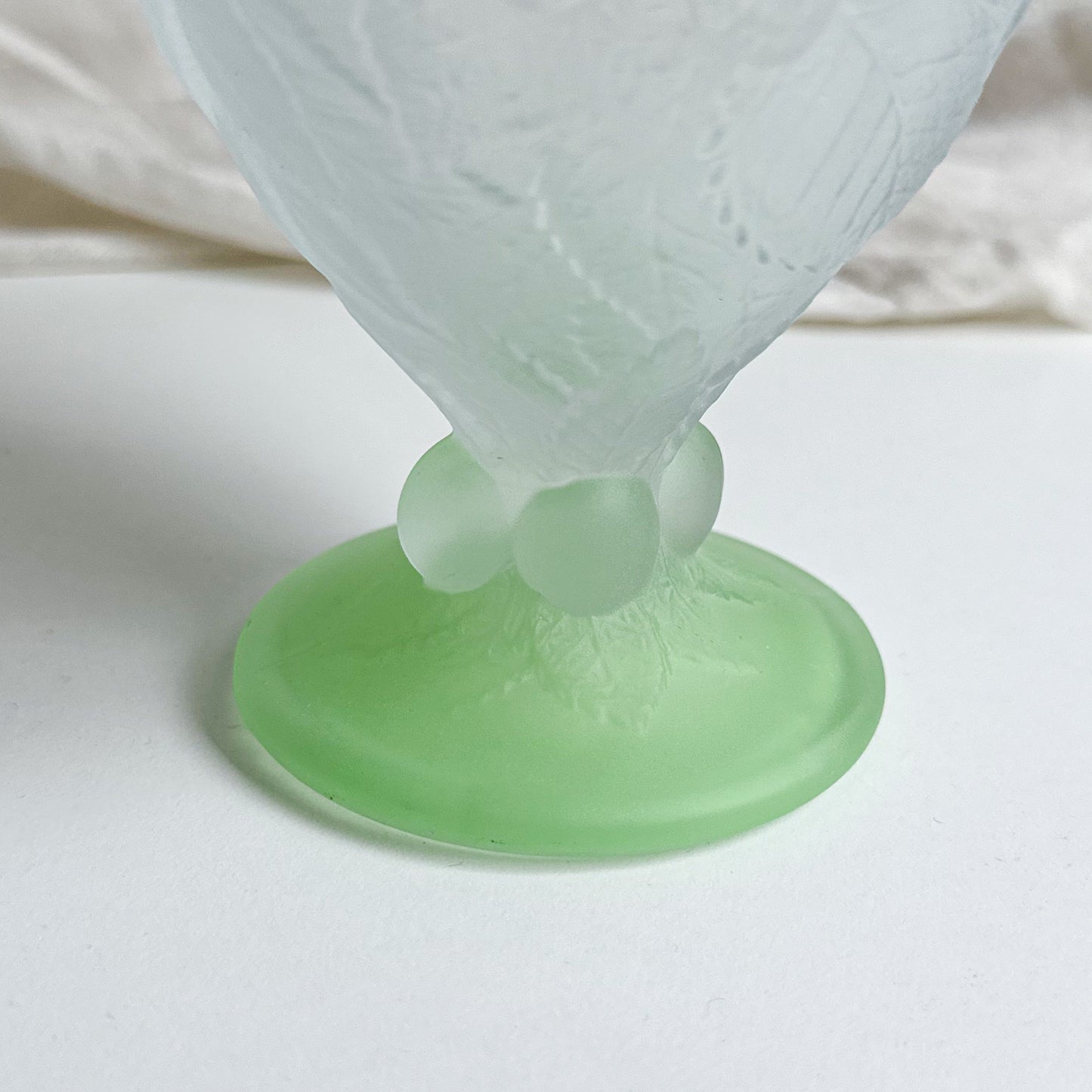 Frosted Pressed Glass Goblet with Green Foot, made by Pasabahce