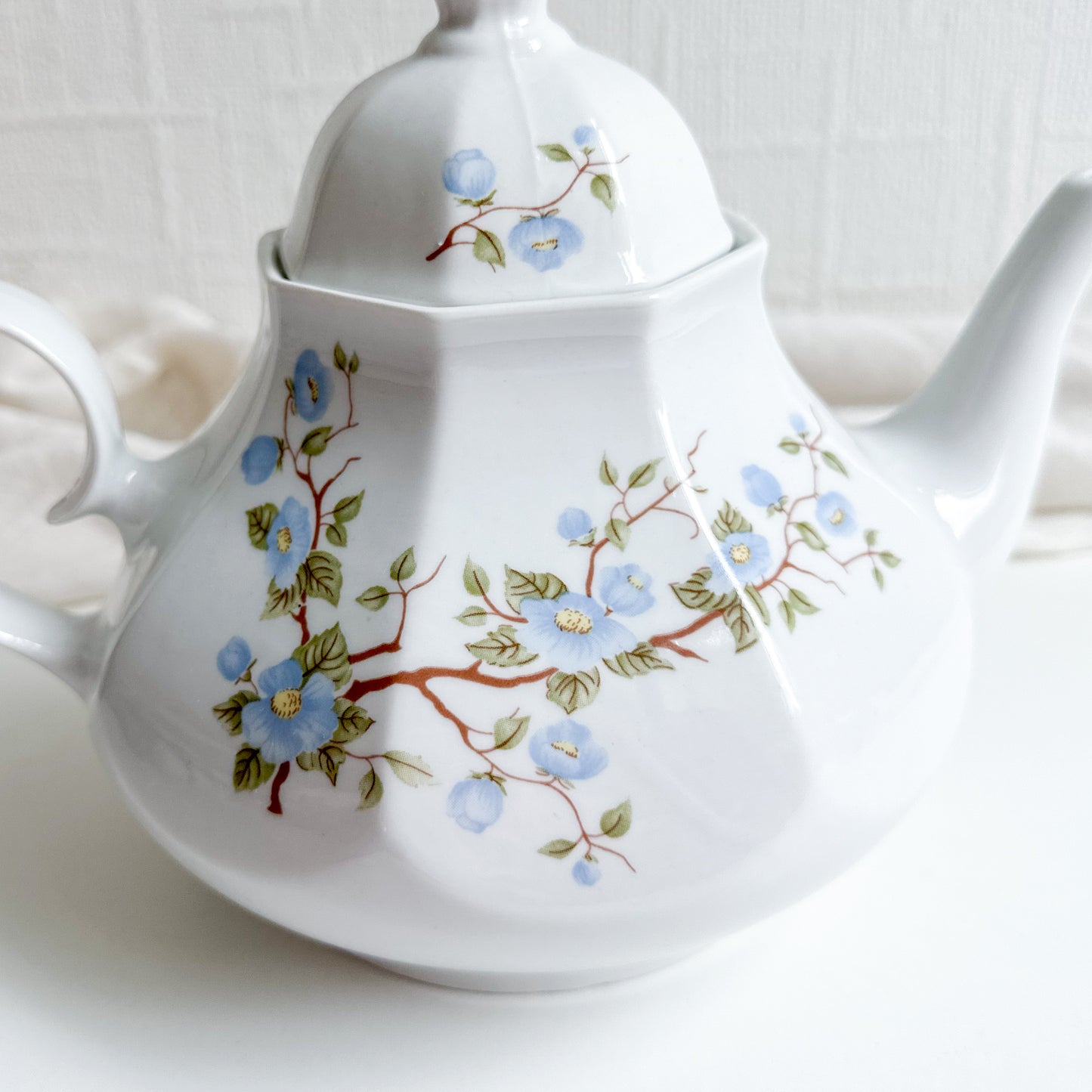 Vintage Blue Floral Teapot