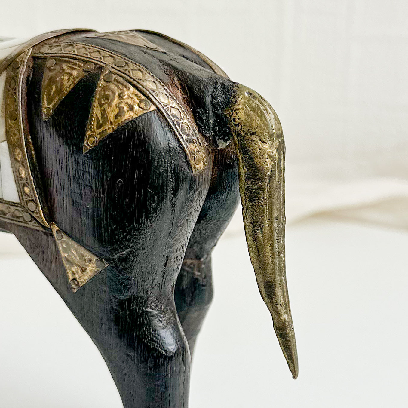 Wooden Horse with Mother of Pearl and Brass
