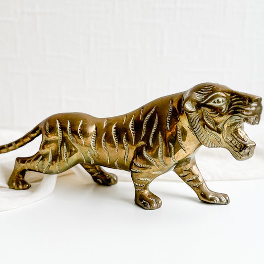 Large Brass Tiger Statue