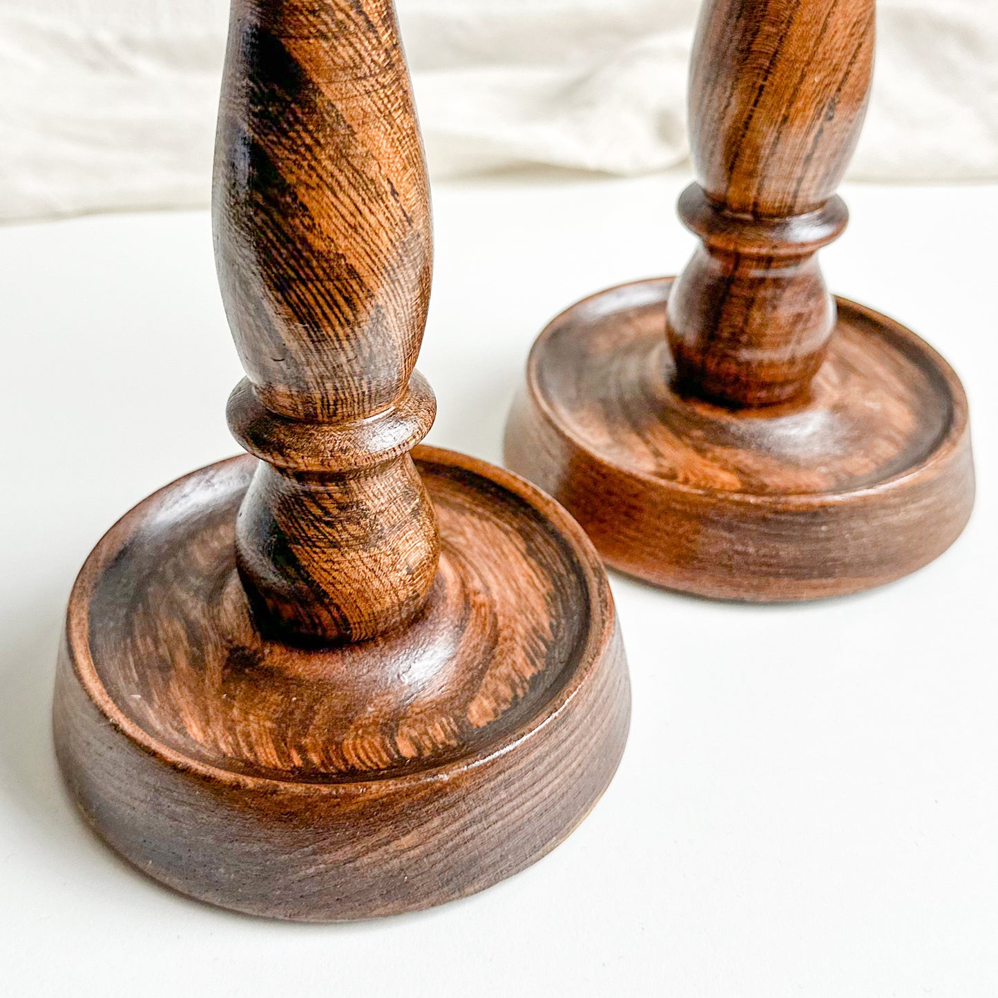 Pair of Oak Candlesticks