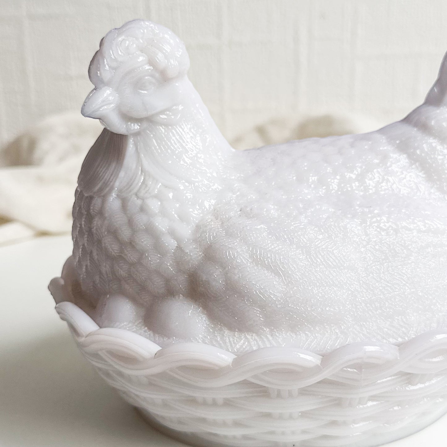 Milk Glass Hen on Nest