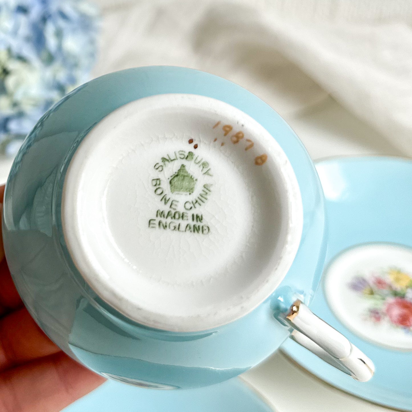 Pair of Blue Tea Cups and Saucers